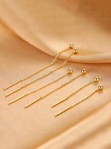 1 Pair Beaded Chain Tassel Earrings, Fashion Minimalist Unique Design Earrings For Women, Suitable For Daily Wear, Parties And Gatherings