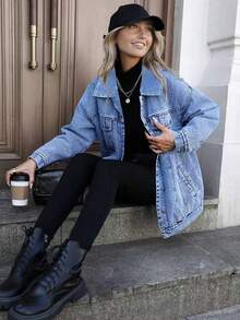 Teen Girl Casual Fashion Y2K Style Denim Jacket, Suitable For Spring And Autumn, Versatile And - Blue - View 3