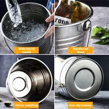 1pc Thickened Stainless Steel Hand-Held Ice Bucket Beer Bucket Bar KTV Ice Particle Bucket Red Wine Bucket Party Champagne Bucket Small Water Bucket, Kitchen Storage And Storage