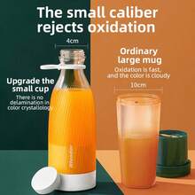 SMEGGEMS Multifunctional Wireless Portable Juicer, Dual Cup Design With Fresh Juice Cup, USB Rechargeable, Multi-Blade Fast Juicing, Smooth Juice, Home, Kitchen And Travel Fruit Blender - White - View 2