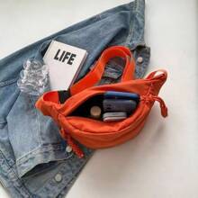 1pc Minimalist Waist Bag Women's Fashion Ins Fashion Phone Bag Mini Small Bag Belt Black Street Fashion, PU Leather, Polyester Fiber Waist Bag, Waist Bag