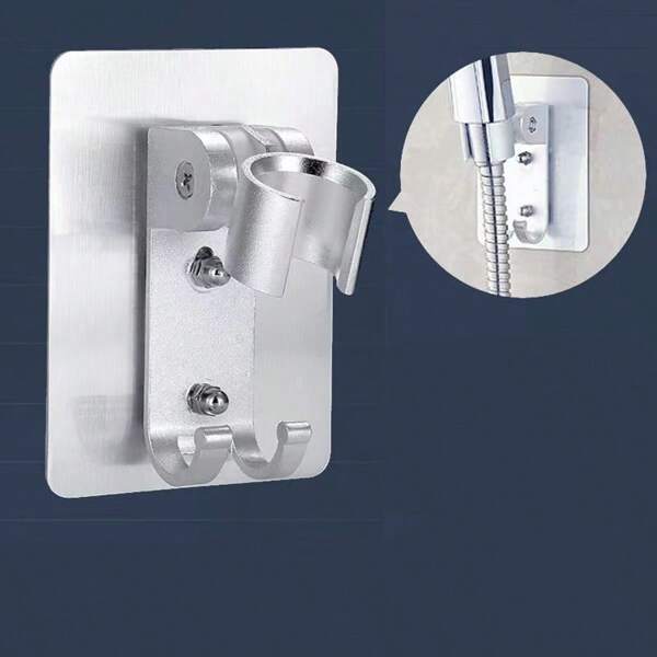 1 pieza Soporte para cabezal de ducha sin taladro, soporte ajustable para cabezal de ducha multifunción con adhesivo fuerte, sin necesidad de perforar, súper resistente