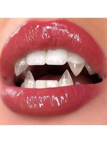 4 对万圣节吸血鬼僵尸假牙，恶搞假牙玩具，派对假牙，尖牙妆容，舞会假牙配件化妆道具，角色扮演派对吸血鬼牙套，万圣节礼物赠送他人 - 彩色 - 查看 2