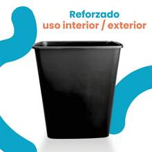 Plastic Trash Can For Outdoor And Indoor Use - 黑色 - 查看 4