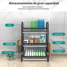 Stainless Steel Dish Drainer Over Sink, 3 Tier Dish Drying Rack For Kitchen Countertop, Utensil And Cutting Board Holder, Glass Rack, Suitable For Kitchen - Black - View 6