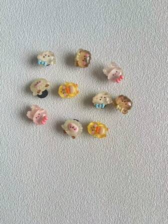 Set de 10 piezas de dijes de animales de colores de dibujos animados para zapatos (no son decoraciones de una sola pieza insertada)
