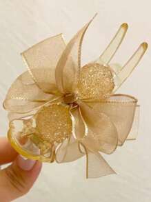 Elegant Large - Sized Bow - Adorned Hair Claw Clip: Non - Slip For Ponytails And Perfect For Bun Hairstyles - Ideal For Women And Girls,Hair Clips,Hair Accessories Hair Jaw Clip Hair Clamps Hair Clutch Hair Catcher Clip, Casual