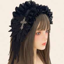 1pc/Set Women's Colorful Butterfly Decor & Wide Lace Headband Hair Accessories, Suitable For Daily Wear And Cosplay, Cute Style, Made Of Polyester And Spandex Halloween Valentine's Day