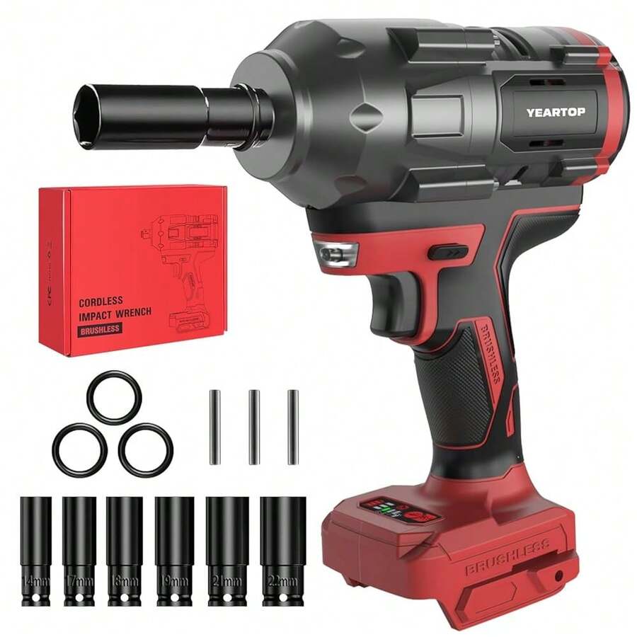 Cordl Impact Wrench 1/2 H For Miwaukee 18V Battery, 900Ft-Lbs(1200N.M) Brushl Impact Driver With 4-Mode Speed, High Torque - Multicolor - View 1