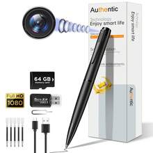 HD 1080P Pen Camera With 64GB Memory Card Included, Portable Surveillance And Camera, Easy To Use, Suitable For Home Office Meeting Recording, Indoor/Outdoor Use - màu đen - Xem 1