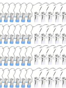 10/30/40 Pieces Of Stainless Steel Clothes Clip, Simple Stainless Steel Hook Clip,Stainless Steel Clips,Back To School Must Haves,Laundry Pegs With Hooks,(Coat) Hanger,Interior ,Portable Hanging Clothes Clip, Wardrobe Storage Racks, Clothes Hangers Easter Decorations, Mother's Day Clothing Spring Decorations, Holiday Decorations,Hanger Dress Pants Shoes Jeans Boots Skirt - 彩色 - 查看 57