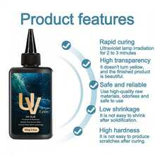 1 Peça Cola Uv Preta Resina Epóxi Cristalina Transparente Com Agente De Cura De Luz Uv, Filmes De Encolhimento Por Calor, Kit De Artesanato Diy Para Fazer Jóias, Acessórios, Etc. - Multicolorido - Ver 8