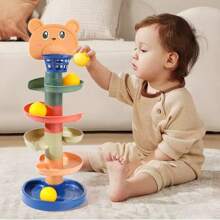 1pc Children Cartoon Basketball Board Toy, 3 Track 3 Balls/5 Track 5 Balls/7 Track 7 Balls, Educational Early Learning Exercise Hand Grip And Focus Ability, Track Ball Stacking Toy, Kids Birthday/Thanksgiving/Christmas Gift