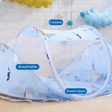 儿童蚊帐帐篷 - 合金框架便携式睡眠天篷 - 可折叠弹出式防蚊帐，适合 3 至 6 岁儿童 - 增强功能的涤纶网布