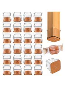 24pcs Silicone Chair Leg Floor Protectors - Square Furniture Sliders For Hardwood Floors, Non-Slip Pads Furniture Floor Protectors Furniture Leg Floor Protectors Square Chair Foot Cover Thickened Silicone Mute Table And Chair Feet Chair Leg Protectors Stool Sub Foot Pads - White - View 5