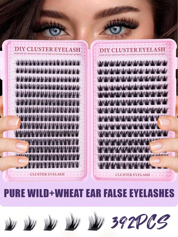 392 piezas / 28 filas Racimos de pestañas de manga, racimos de pestañas de estilo anime, extensiones de pestañas en racimos, pestañas con apariencia natural, racimos de pestañas hada, pestañas individuales de manga para principiantes