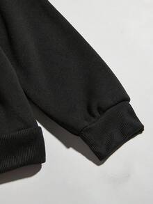 Sudadera Casual para Mujeres con Patrón de Margaritas, Tejido de Punto 100% Poliéster, Sudadera con Capucha y Cordón para las Cuatro Estaciones - Negro - Ver 4