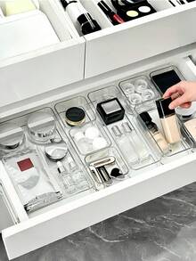 1/5/7/11pcs Transparent Acrylic Makeup Organizer Set, Drawer Dividers And Storage Boxes, Desktop Office Stationery Organizer, Desk And Drawer Organizer, For Home Storage, Back To School Supplies For Women Storage Organizer Travel Essentials Back To School Dormitory Storage Fall Decor - Clear - View 7
