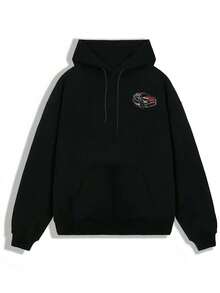 Muscle Car Graphic Tee ,Hoodie,Men's Double-Sided Printed Casual And Comfortable Hoodie, Casual And Versatile Coat In Autumn And Winter(1 PC) - 黑色 - 查看 4