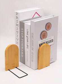 Madebyblanc 4Pcs Natural Bamboo Bookend Large Capacity Office Book Ends Anti Slip Book Stand Holder Bookshelf Ends For Home Office Library School Study Decoration Back To School - Default - View 15