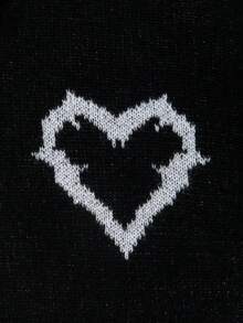 秋冬新款个性化天使卡通图案提花针织休闲复古百搭长袖圆领毛衣 - 黑色 - 查看 5