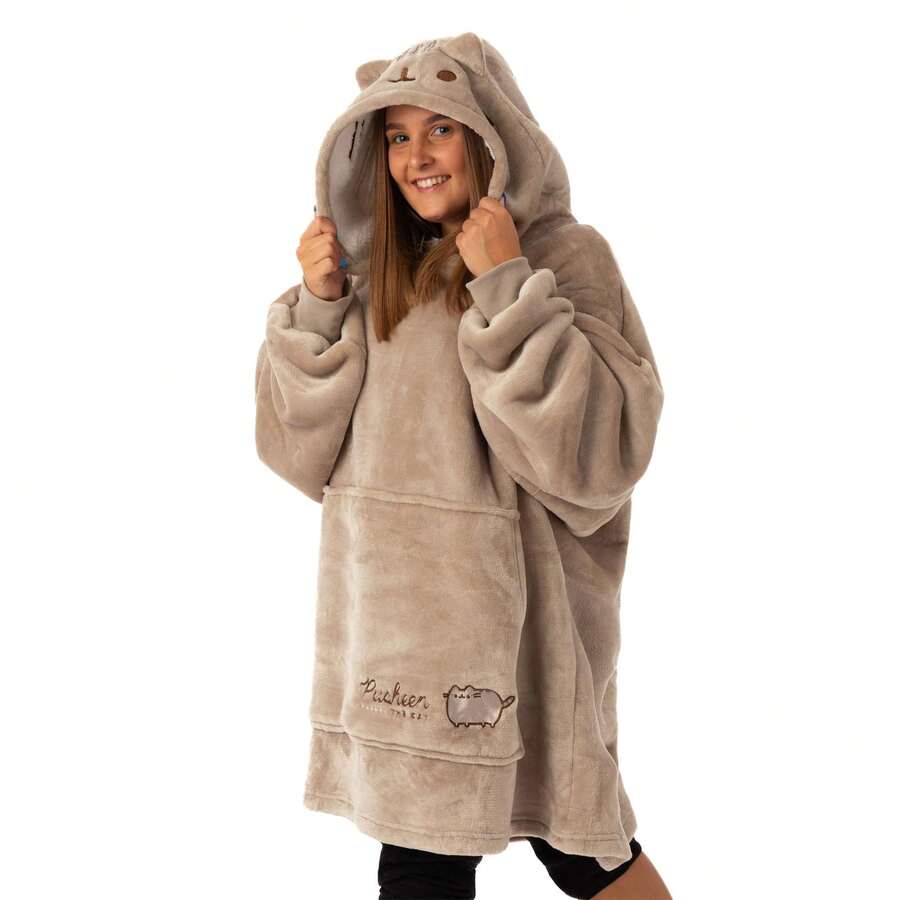 Pusheen Womens Blanket Hoodie (Brown) - Brown - View 1