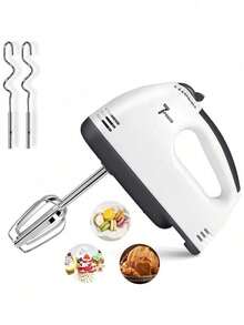 Batidora de Mano Eléctrica, 7 Velocidades, Batidora de Mano Ligera para Hornear Pasteles de CocinaEléctrica, 7 Velocidades, Batidora de Mano Ligera para Hornear Pasteles de Cocina - Blanco - Ver 1