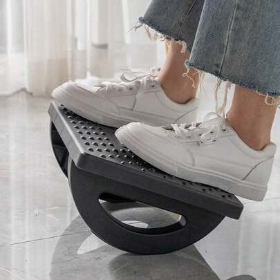 Ergonomische Fußstütze unter dem Schreibtisch mit Massagepunkten, Rollen, Kunststoffkissen, Fußstütze unter dem Schreibtisch, Fußhocker unter dem Schreibtisch fürs Büro, Schwarz