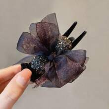 Elegant Large - Sized Bow - Adorned Hair Claw Clip: Non - Slip For Ponytails And Perfect For Bun Hairstyles - Ideal For Women And Girls,Hair Clips,Hair Accessories Hair Jaw Clip Hair Clamps Hair Clutch Hair Catcher Clip, Casual