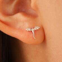 Ladies' Mini Dragon Ear Nails - Small Flying Dragon Earrings, Daily And Party Gothic Fantasy Accessories, Essential For Birthday And Halloween Dress Up - Minimalist Style Earrings, Exquisite And Delicate Design - Hoa hồng vàng - Xem 2