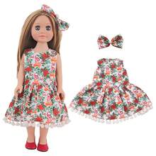 MSYO 18-Zoll American Girl Puppe Weihnachtsserie Kleiderset, inklusive Glockenärmel Weihnachtskleid, Weihnachts-Spitzenkleid, Haarclip, Schal, Puppenoutfit mit Winterweihnachtsblumen, ohne Puppe und Schuhe, tolles Geschenk zu Geburtstag, Feiertagen, Halloween für kleine Mädchen oder Freundinnen