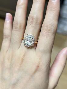 1 Stück eleganter & luxuriöser 925er Sterling Silber Ring mit 2CT Moissanit Blume, Schmuckzubehör für Damen zu Partys/Veranstaltungen/Verlobung