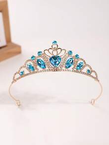 1pc Princess Crown Party Headpiece, Luxury Crystal Alloy Tiara - Blue - View 5