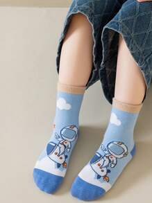 5双儿童春秋袜适合所有季节可爱宇航员袜男童袜女童袜 - 彩色 - 查看 6