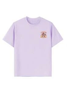 Koszulka z okrągłym dekoltem w stylu "Tieen Girl" z nadrukiem kurczaka, letnia bluzka - Fioletowy - Zobacz 5