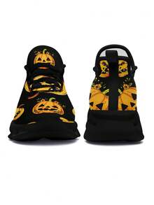 2025新款女士万圣节运动鞋,可爱南瓜设计,轻便跑步鞋,中空鞋底,透气网眼鞋面,橙色节日主题,万圣节礼物 - 彩色 - 查看 8