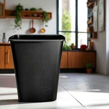 Plastic Trash Can For Outdoor And Indoor Use - 黑色 - 查看 2