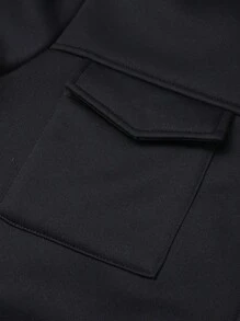 男士冬季保暖连帽衫，多口袋加厚套头卫衣，可调节抽绳帽，罗纹袖口和拉链前襟设计，适合户外徒步、慢跑、钓鱼、健身和休闲穿着，防风保暖内衬，男士冬季外套 - 黑色 - 查看 5