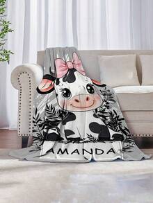 1 pezzo Coperta personalizzabile con motivi animali, 4 modelli disponibili, nome personalizzato, morbida e delicata sulla pelle, lavabile, carino personalizzato, unico, personalizzato, regalo ideale per famiglia, amici, adatto per divano, letto, sala da tè, camera da letto, soggiorno, sala da pranzo