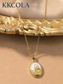 KKCOLA 1pc Fashionable Floral Pendant Necklace, Jewelry Accessory For Daily Wear