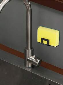 1 件厨房不锈钢海绵架自粘式水槽海绵沥水架挂钩收纳架厨房水槽配件