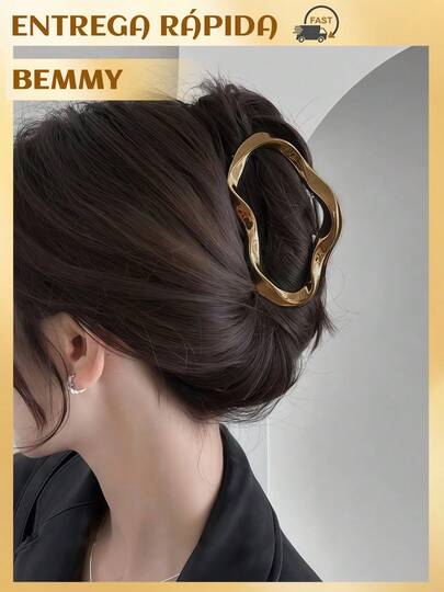 BEMMY 1 Peça Grampo de Cabelo Grande de Metal Minimalista, Grampo de Cabelo de Liga com Formato Irregular, Adequado Para Mulheres Usarem em Coques Diários