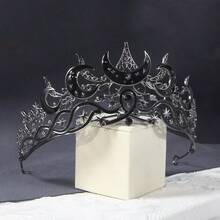 Gothic Moon Star Tiara - Glittering Rhinestone Headpiece For Halloween Cosplay (Witch/Vampire/Dark Fairy) Unisex Gothic Crown For Costume Parties, LARP & Photo Shoots - Elegant Celestial-Themed Accessory - Perfect Gift For Gothic Lovers, Cosplayers & Alternative Fashionistas - Great For Samhain & Vampire Balls - 彩色 - 查看 8