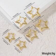 6pcs Minimalist Basic Copper Alloy Cubic Zirconia Earring Set, Suitable For Women's Daily Wear - Yellow Gold - View 7