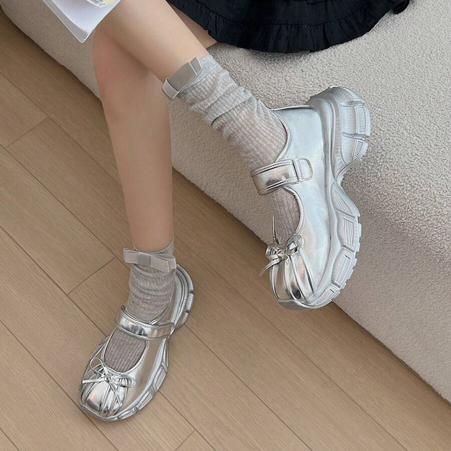 Women Flats - Silver - View 1
