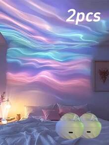 LED 星空螺旋投影夜灯带遥控器，RGB 旋转音乐北极光氛围灯，适用于卧室装饰，桌面星空投影仪，多色灯光显示（带线），节日装饰，节日礼物