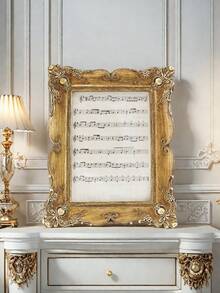 1pc European Retro Art Photo Frame, Living Room Sofa Background Wall Painting, French Luxury Dining Room Bedroom Wall Art, Desktop Cozy Photo Display Frame, Horizontal & Vertical Resin Photo Frame, Suitable For Home Decor And Photography Props, Office Desk Photo Decoration Frame Gift - Multicolor - View 9