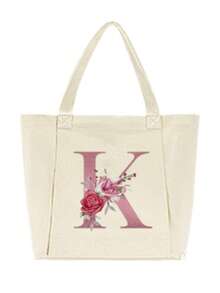 Monogram Women's Yoga Bag, Spacious Yoga Mat Storage Bag, Heat Transfer Printing Technology, Machine Washable, Portable Canvas Tote Bag, Suitable For Pilates, Travel, Office, Beach Workout And More, Can Also Be Used As A Beach Or Shopping Bag - Multicolor - View 9