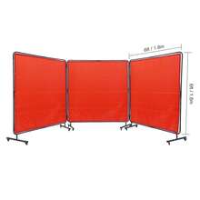 Welding Screen With Frame 3 Panel 6' X 6' Welding Curtain Screen 12 Wheels - Red - View 6