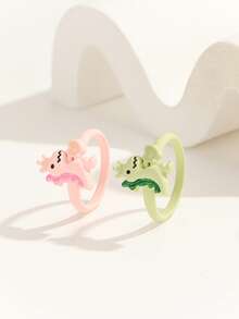ATLVXJL 2pcs/Set Glow-In-The-Dark Couple/Friendship Crown, Heart, Dinosaur Shaped Alloy Ring Set, Casual Couple Jewelry Suitable For Daily Wear And Valentine's Day Gift - Multicolor - View 8